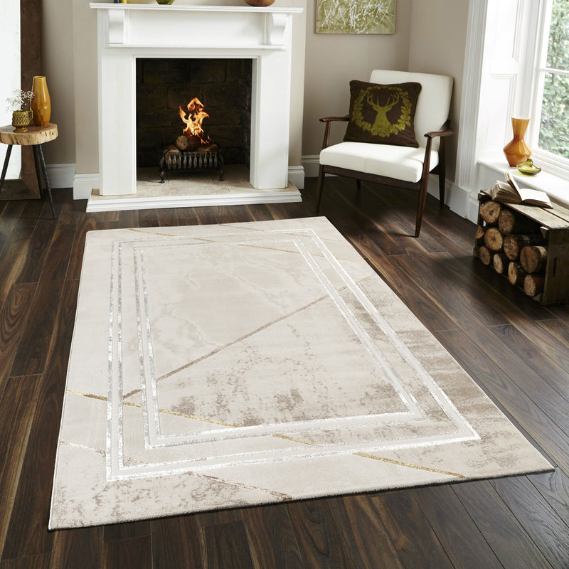 Elmas T510A Modern Area Rug Cream White