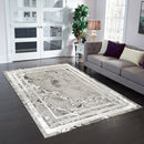 Elmas T502B Modern Area Rug L.Grey White