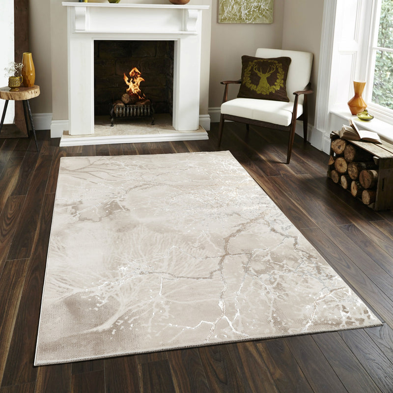 Elmas T532A Modern Area Rug Cream White