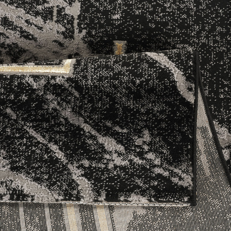Marmaris E529D Modern Area Rug Black V.Gold