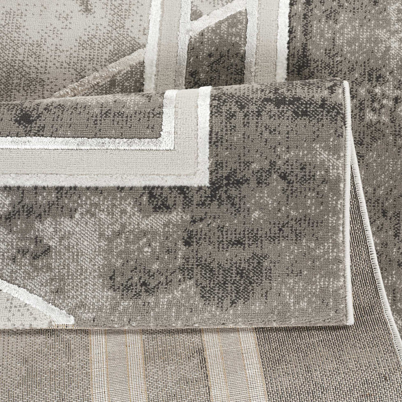 Elmas T510A Modern Area Rug L.Grey White