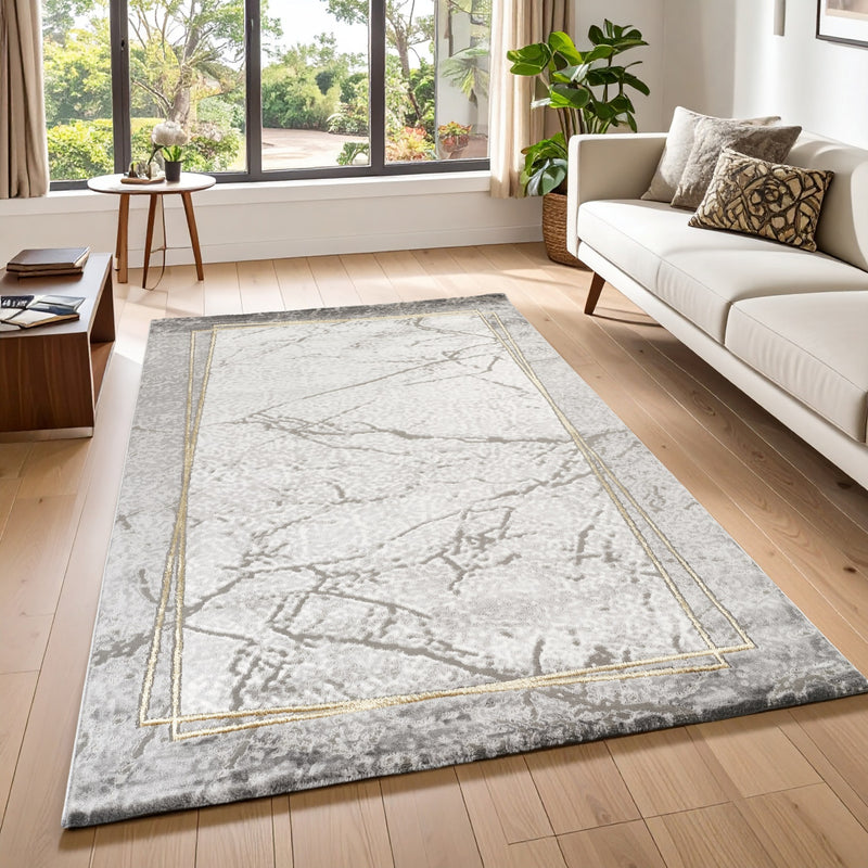Marmaris E528A Modern Area Rug L.Grey V.Gold