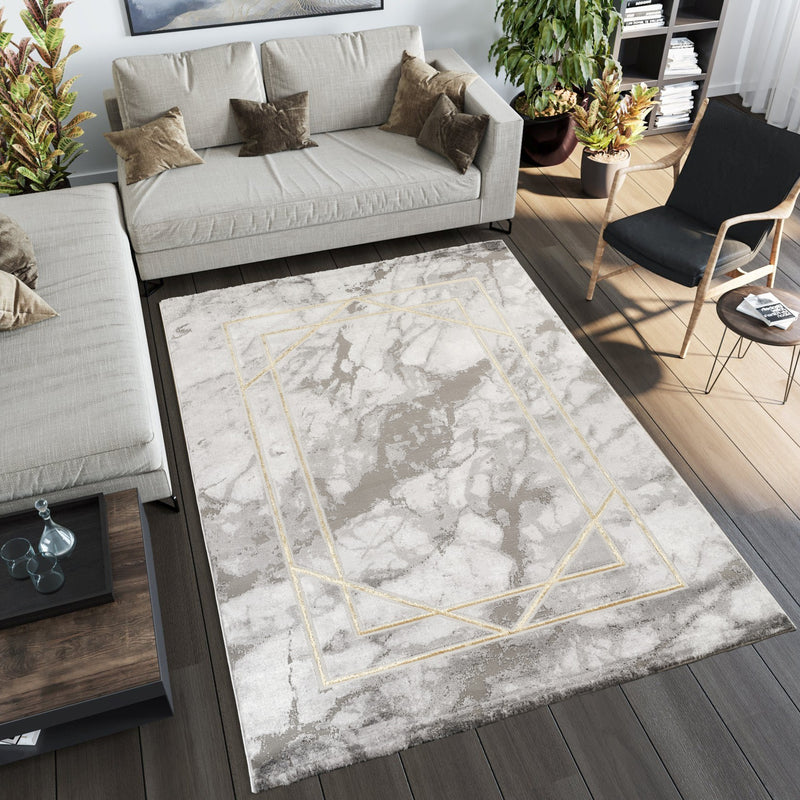 Marmaris D387A Modern Area Rug L.Grey V.Gold