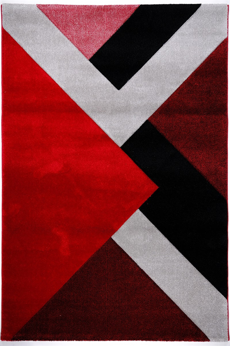 Faery Fe394 Dark Red-Black Modern Hallway Runner