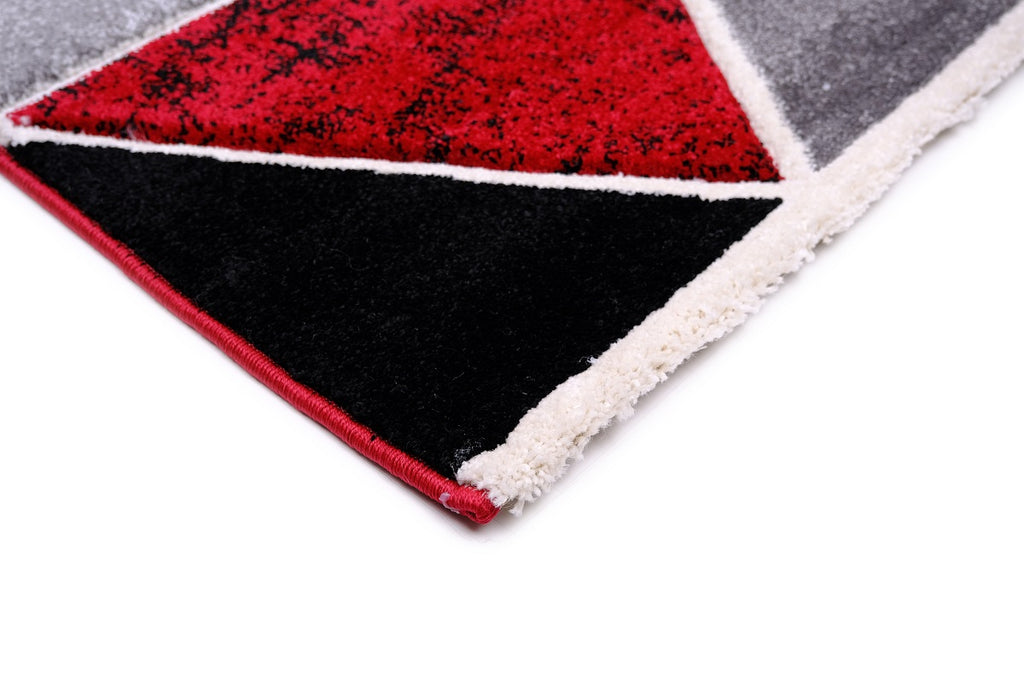 Faery E5113 Dark Red-Black Modern Hallway Runner