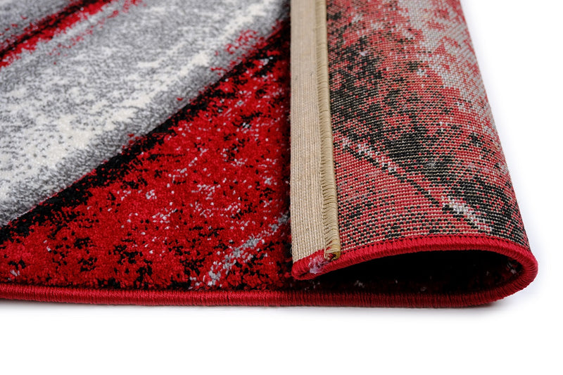 Faery Fe703 Dark Red-Black Modern Hallway Runner