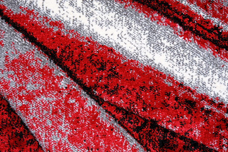 Faery Fe703 Dark Red-Black Modern Hallway Runner
