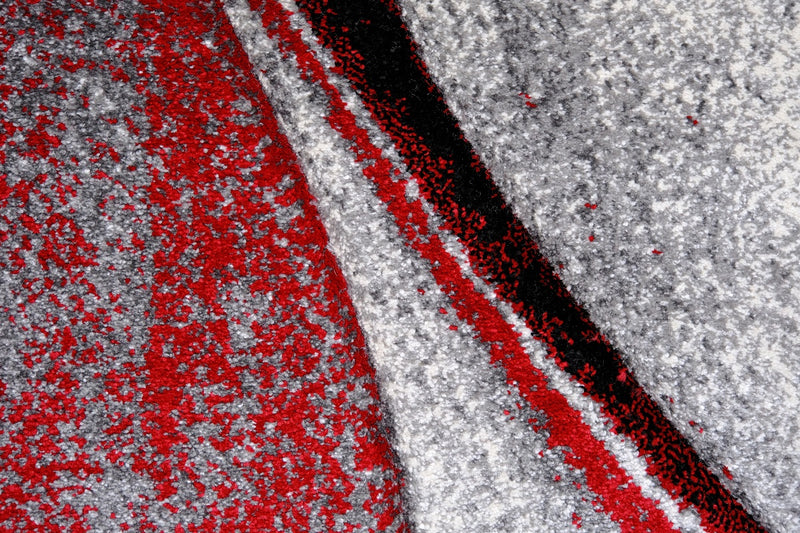Faery G2855 Dark Red-Black Modern Hallway Runner