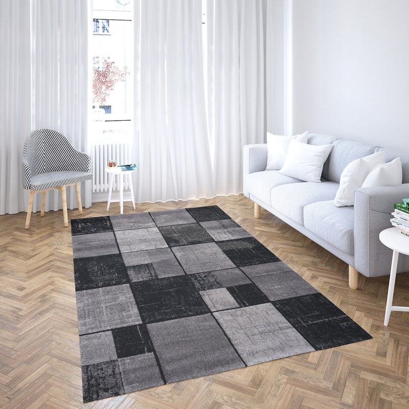 Faery E5142 Black Dark Grey Modern Area Rug