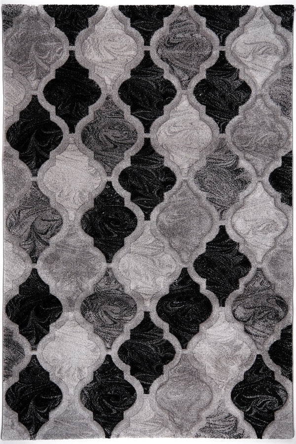 Faery 10140 Black Dark Grey Modern Area Rug