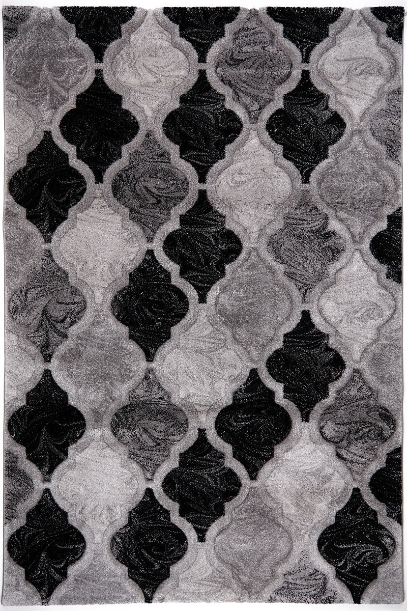 Faery 10140 Black Dark Grey Modern Area Rug