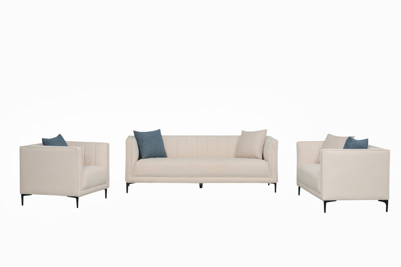 Noosa Fabric Modedrn Sofa Set Cream