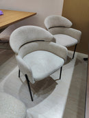 Anya Modern Dining Chair Kansas Beige Fabric with Matt Black Legs