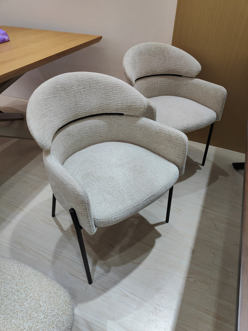 Anya Modern Dining Chair Kansas Beige Fabric with Matt Black Legs