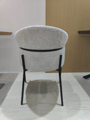 Anya Modern Dining Chair Kansas Beige Fabric with Matt Black Legs