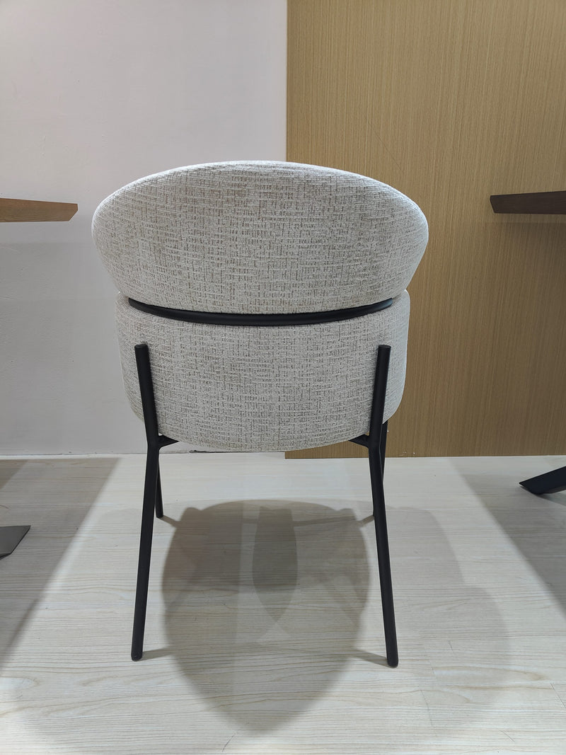 Anya Modern Dining Chair Kansas Beige Fabric with Matt Black Legs