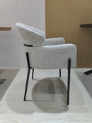 Anya Modern Dining Chair Kansas Beige Fabric with Matt Black Legs
