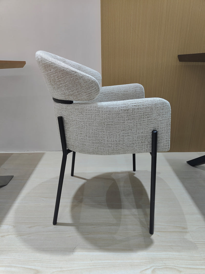 Anya Modern Dining Chair Kansas Beige Fabric with Matt Black Legs