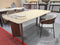 Banksia Modern Dining Table Yello Ceramic Top with Walnut Legs