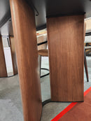 Banksia Modern Dining Table Yello Ceramic Top with Walnut Legs