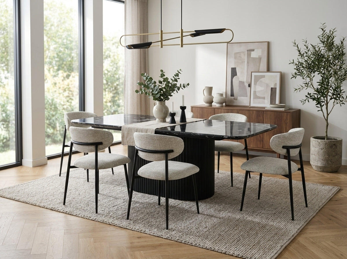 Torak Modern Black Marble Top Dining Table