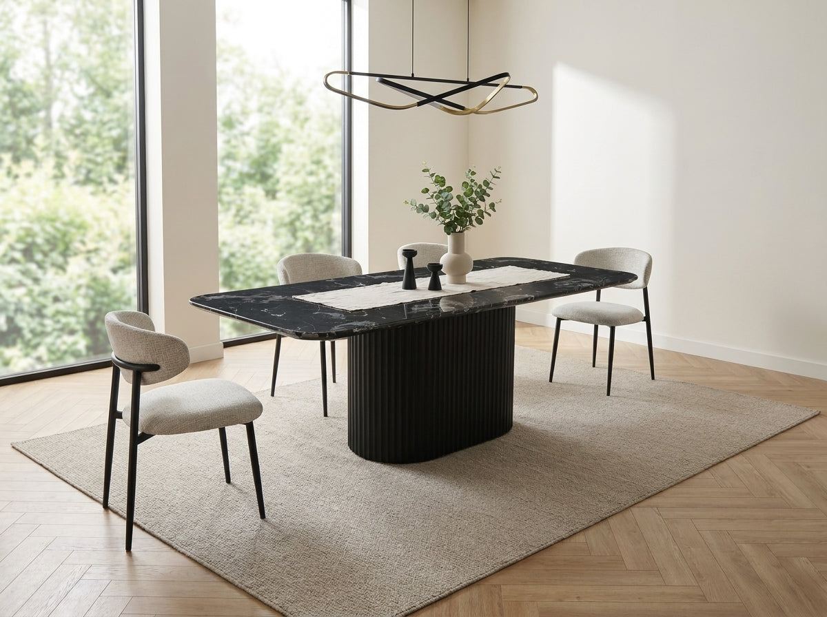 Torak Modern Black Marble Top Dining Table