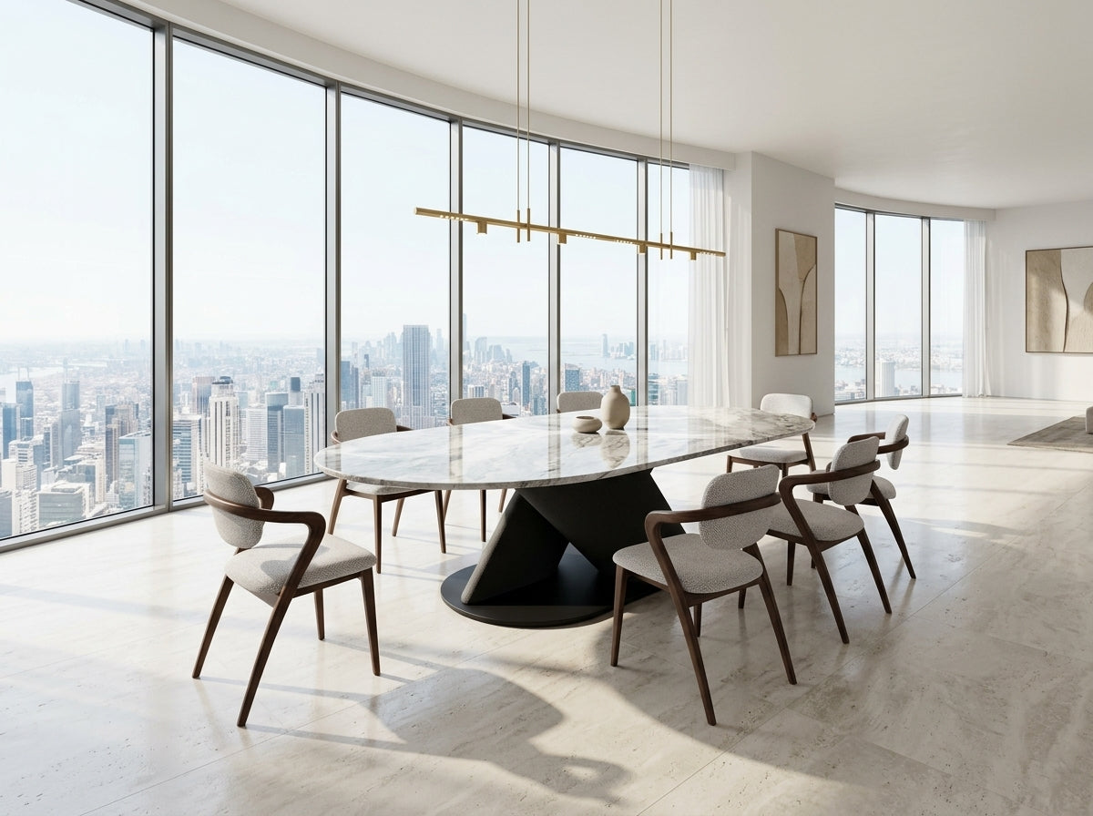 Elena Marble Top Modern Dining Table Grey