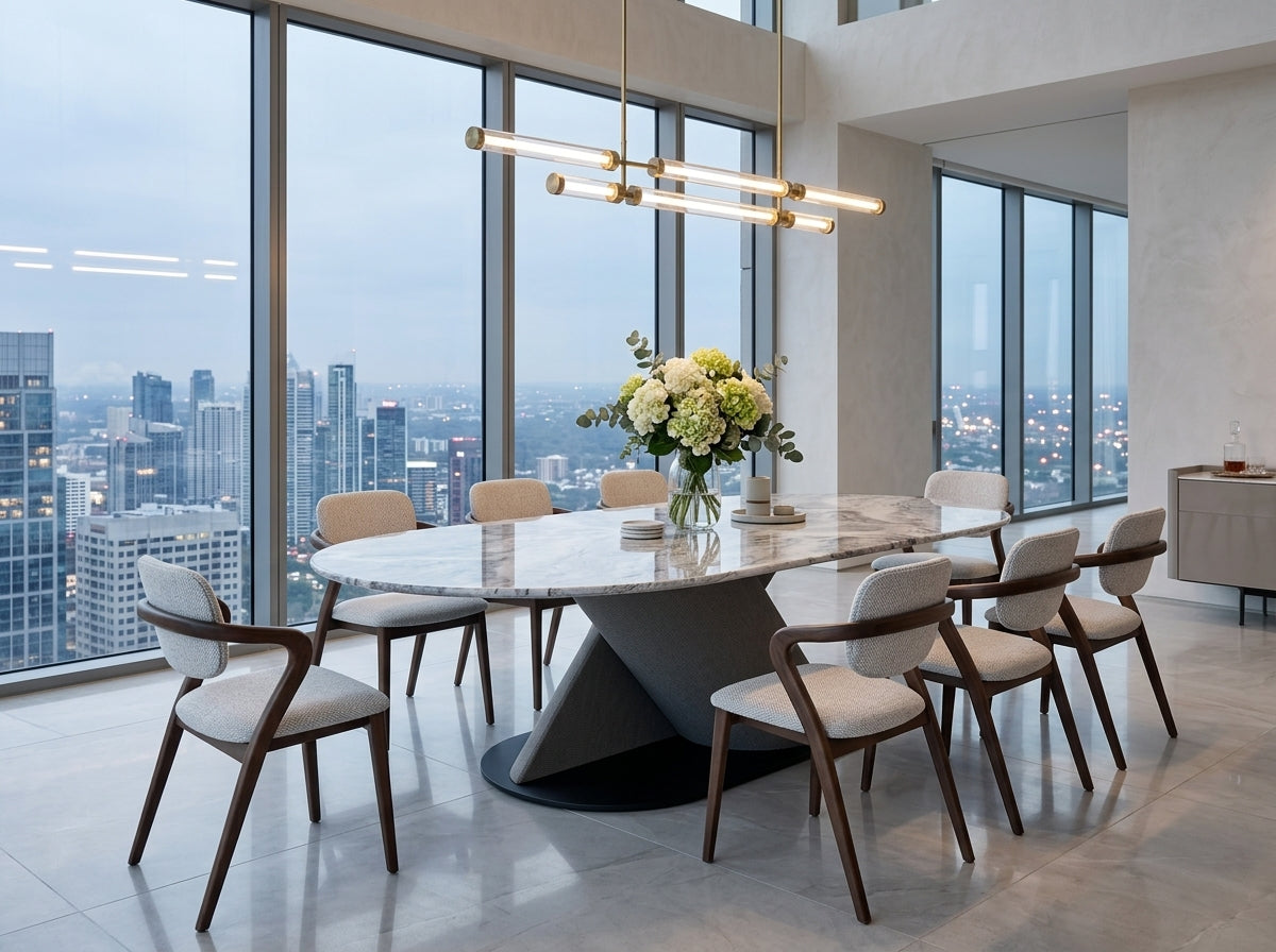 Elena Marble Top Modern Dining Table Grey
