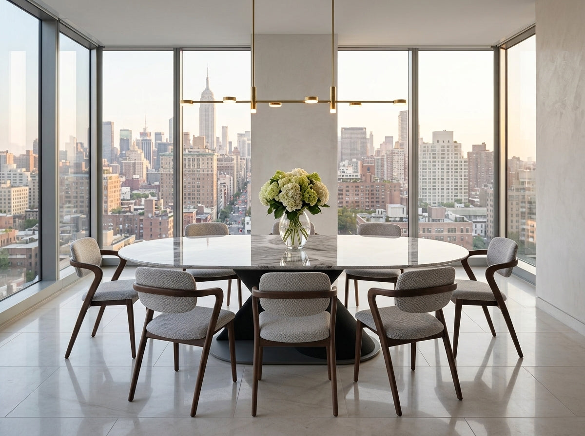 Elena Marble Top Modern Dining Table Grey