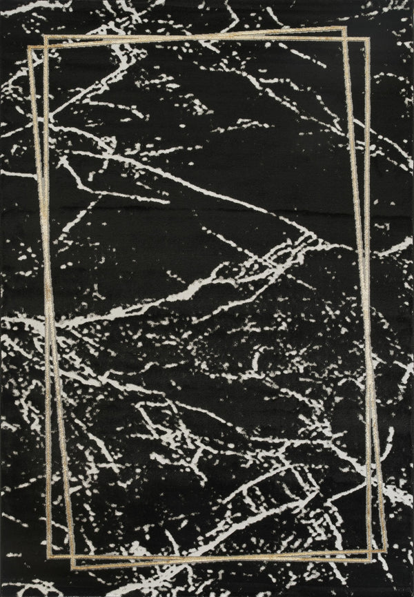 Marmaris E528A Modern Area Rug Black V.Gold
