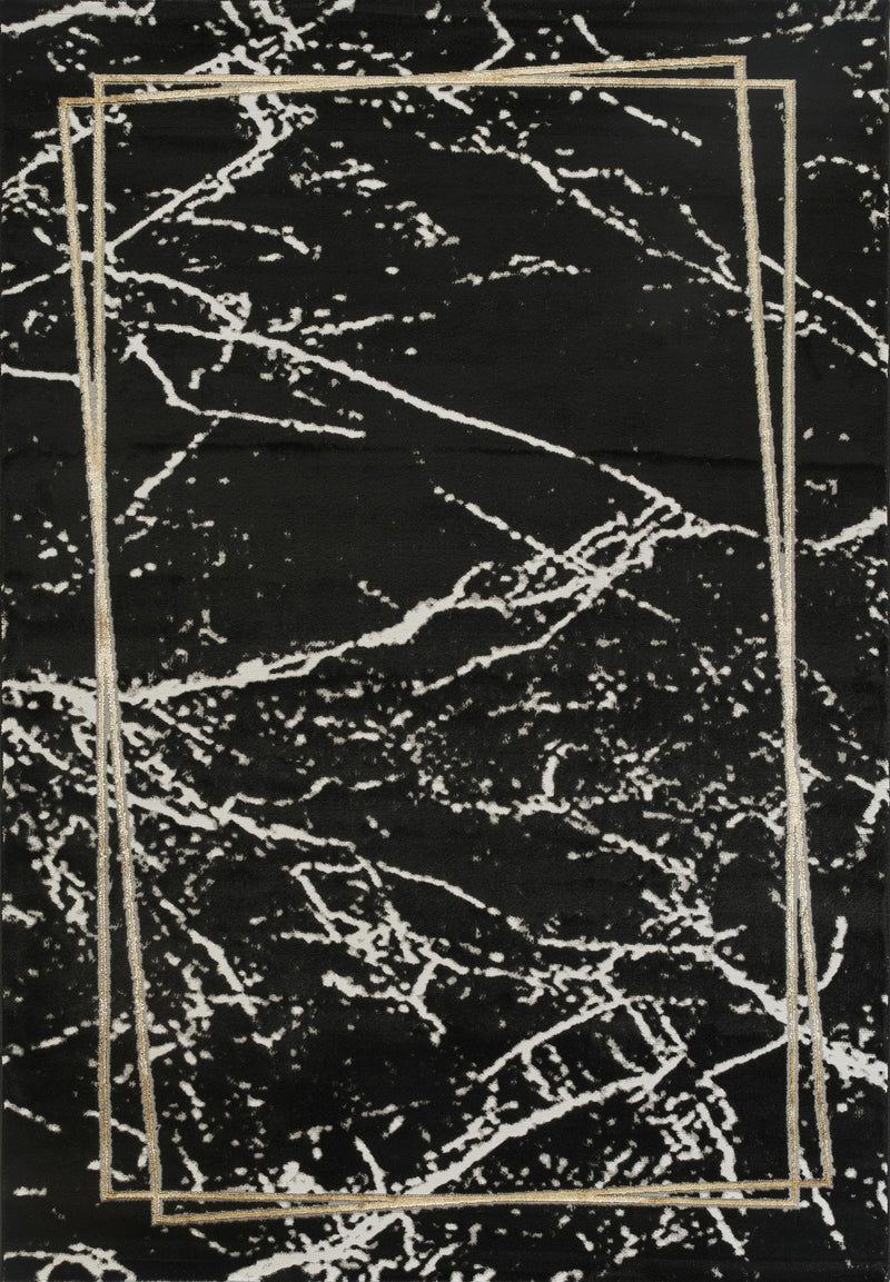 Marmaris E528A Modern Area Rug Black V.Gold