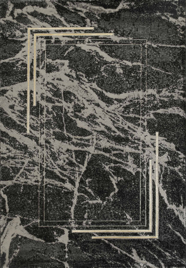 Marmaris E529D Modern Area Rug Black V.Gold