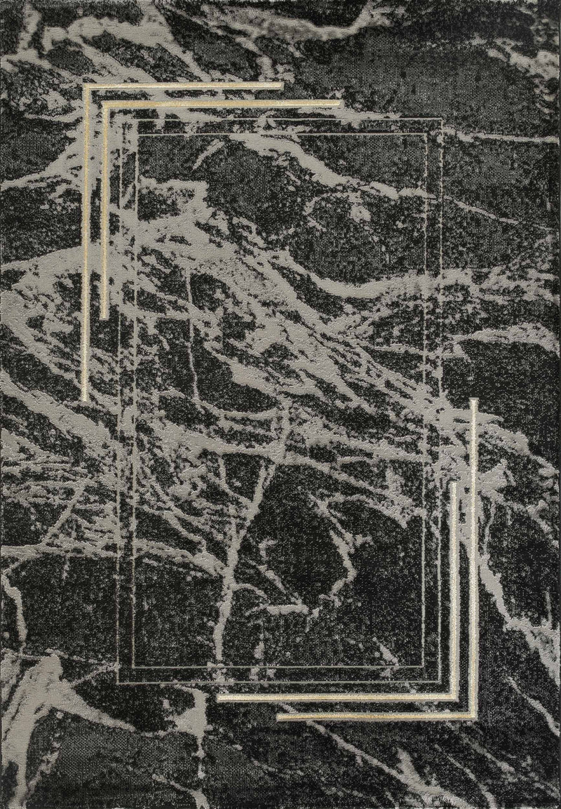Marmaris E529D Modern Area Rug Black V.Gold