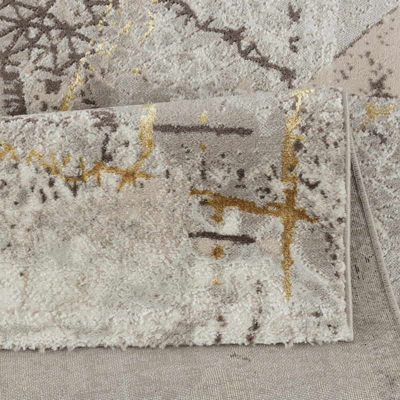 Marmaris E533A Modern Area Rug Cream V.Gold