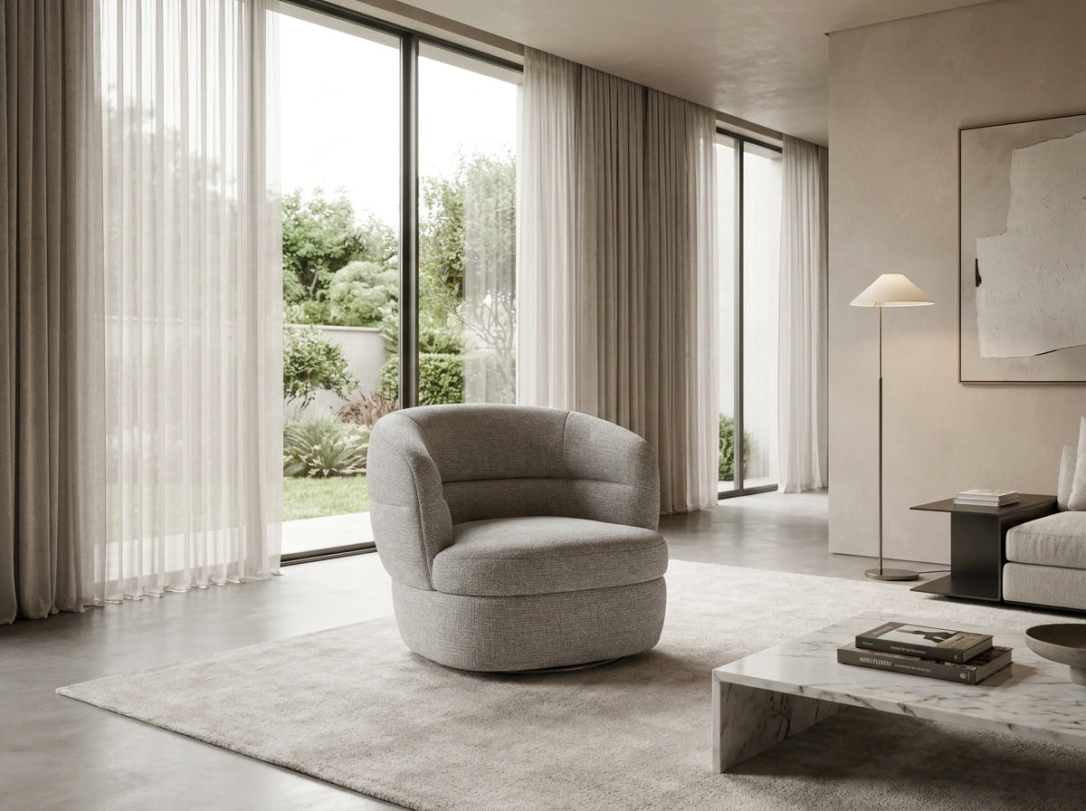 Havana Modern Fabric Swivel Chair Light Grey