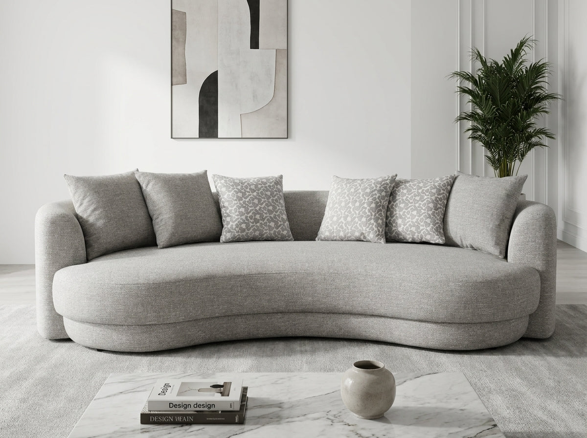 Havana Modern 4 Seater Fabric Sofa Light Grey