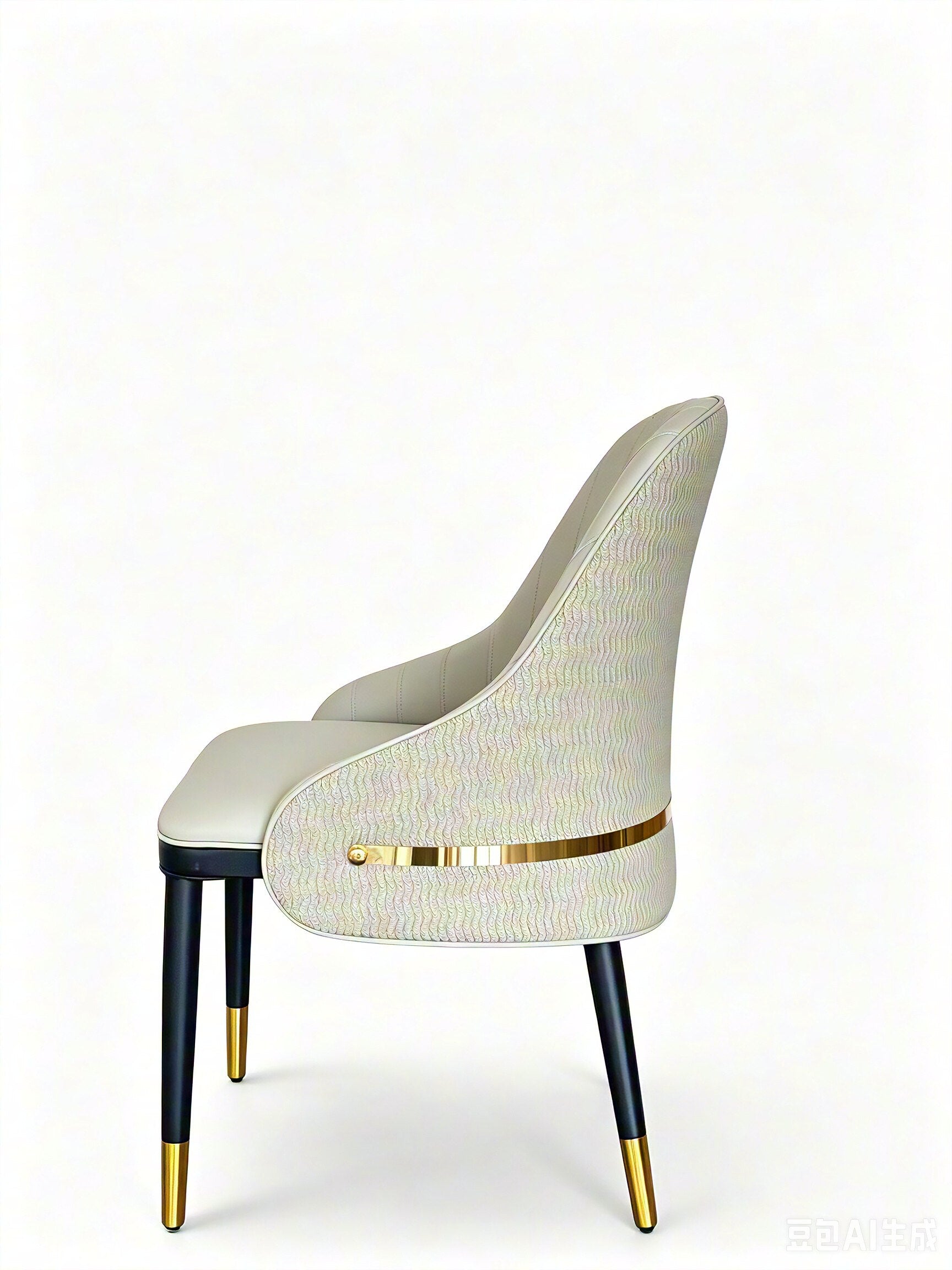 Marlo Modern Leather Dining Chair Light Grey Gold