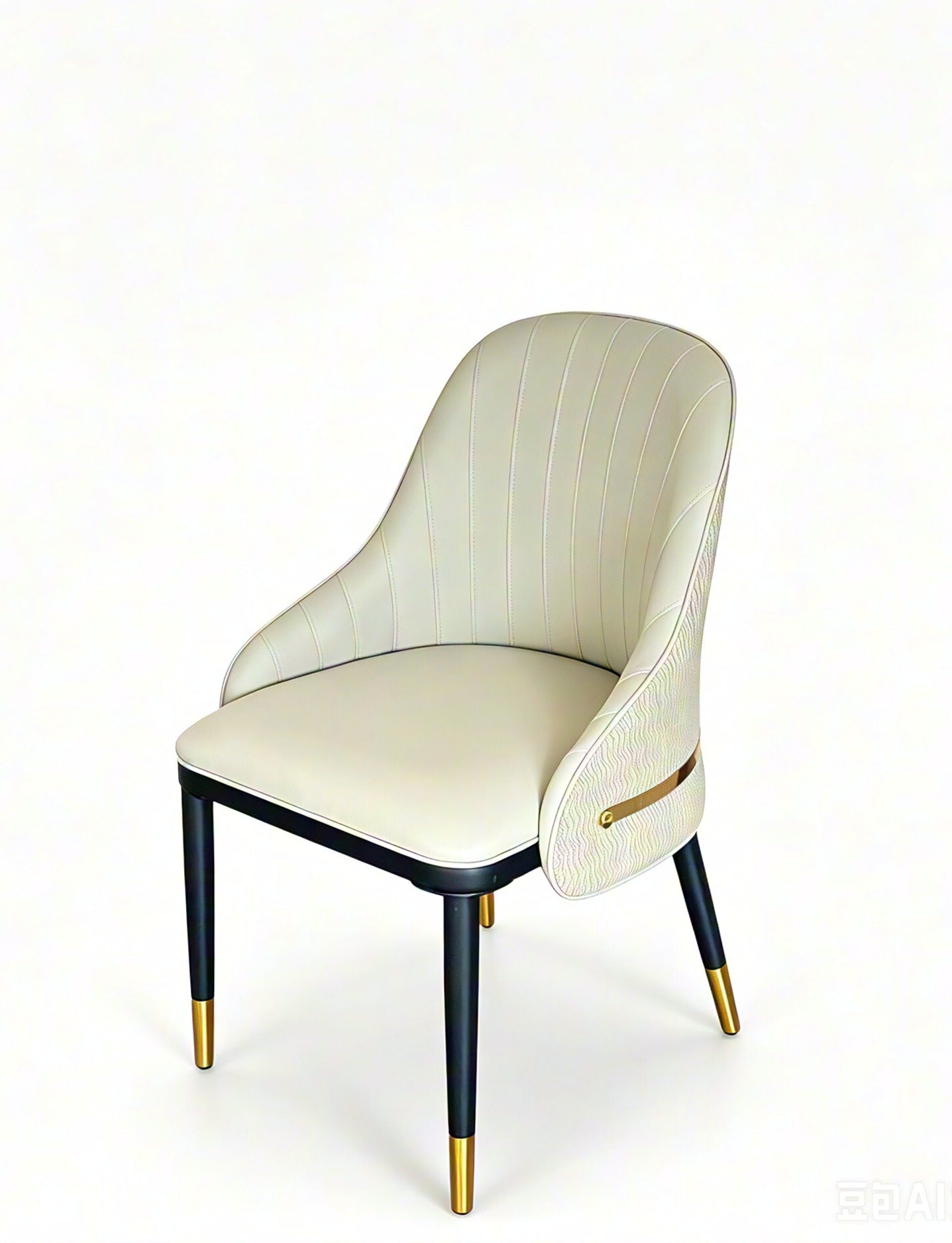 Marlo Modern Leather Dining Chair Light Grey Gold