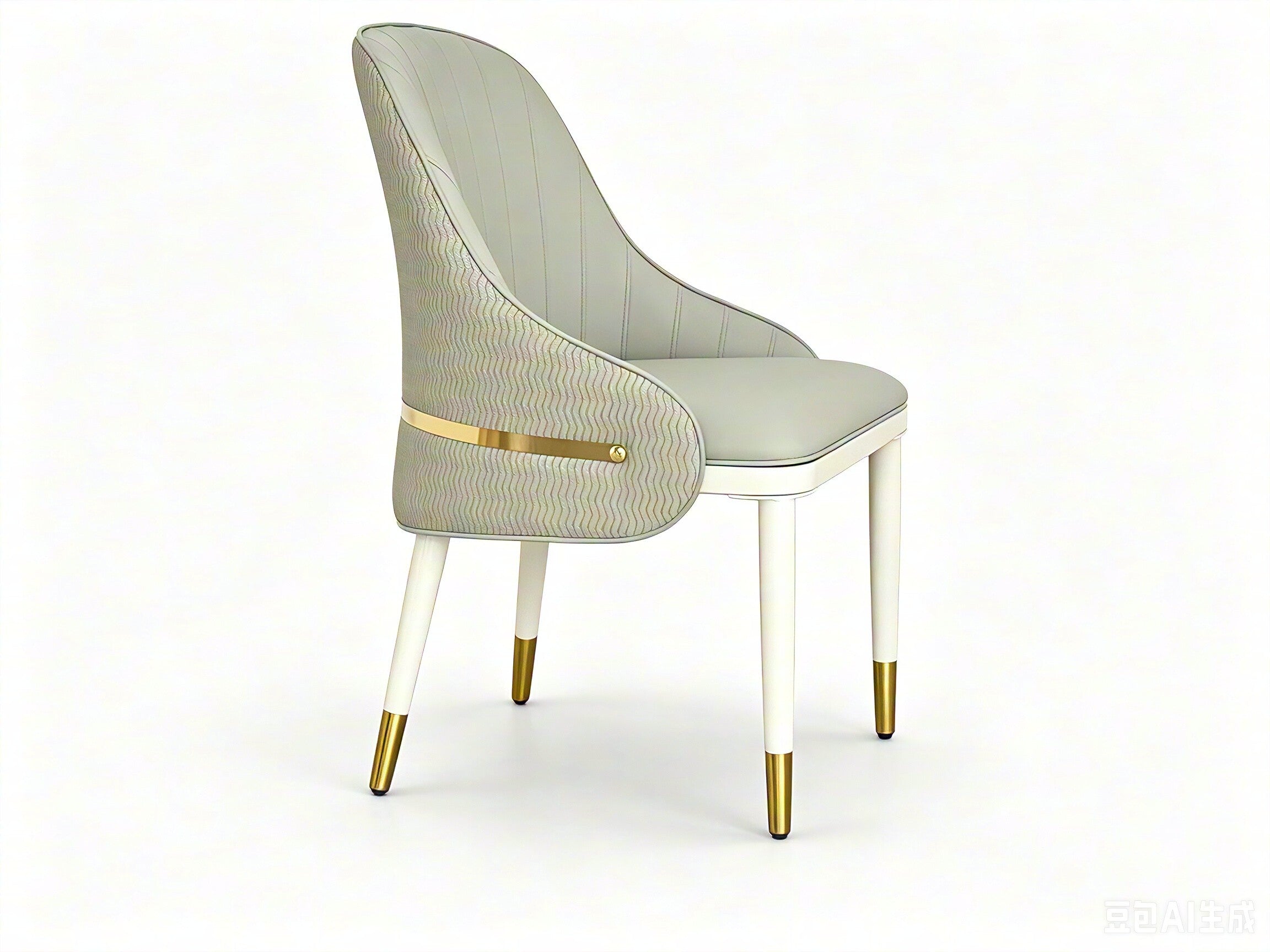 Marlo Modern Leather Dining Chair Light Grey Gold