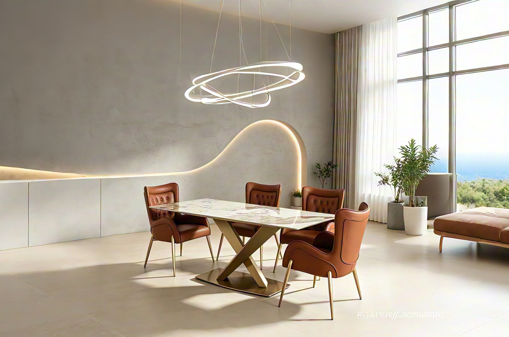 Nexo PU Leather Modern Dining Chair Brown Gold