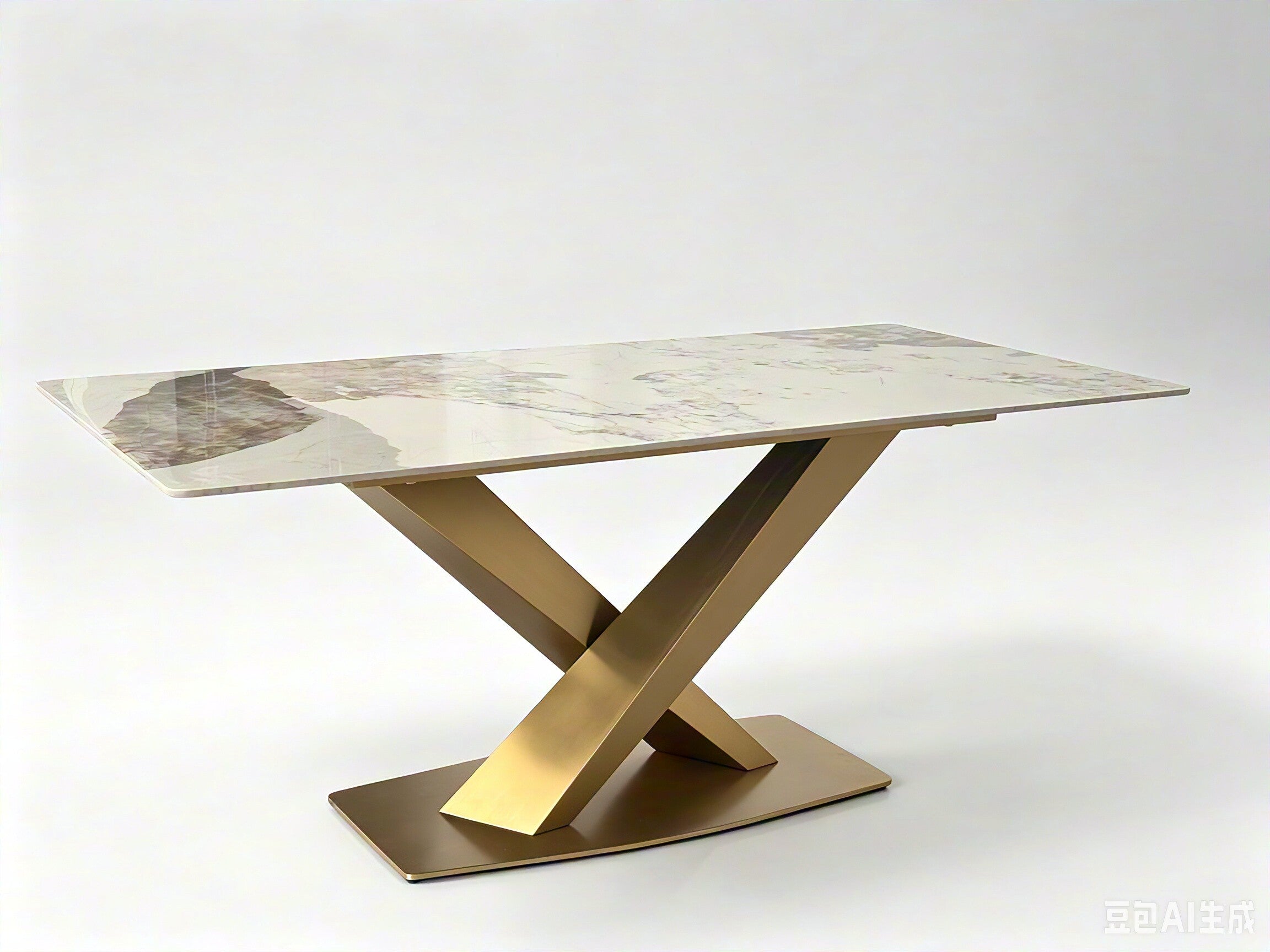 Rivo Modern Ceramic Top Dining Table White Gold