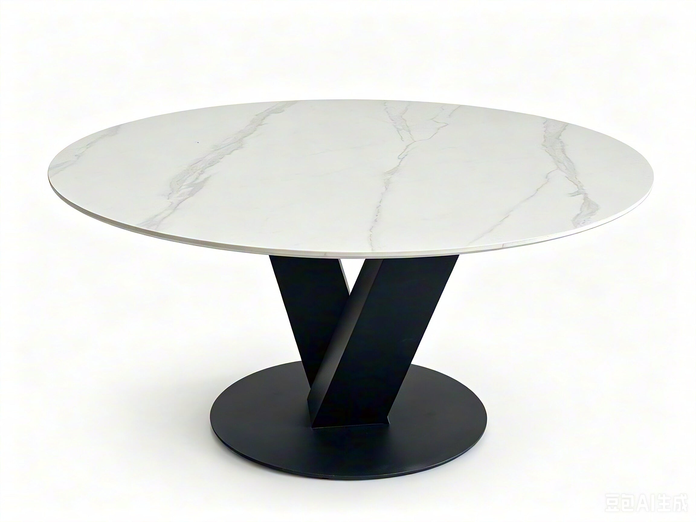 Rivo Modern Round Dining Table Sintered Stop Top White Black