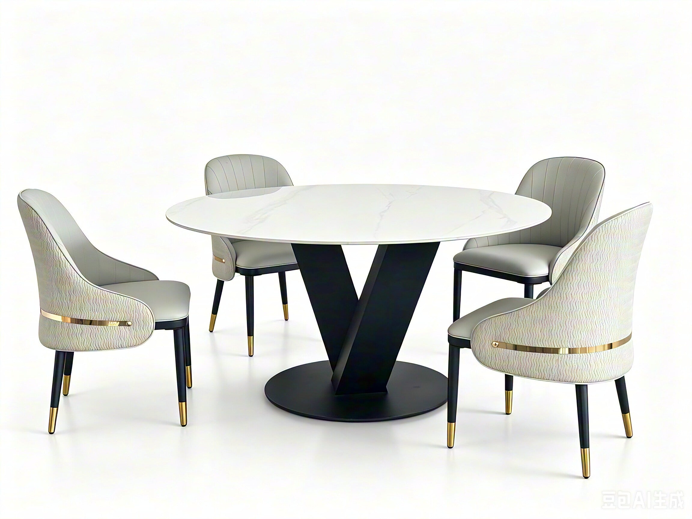 Rivo Modern Round Dining Table Sintered Stop Top White Black