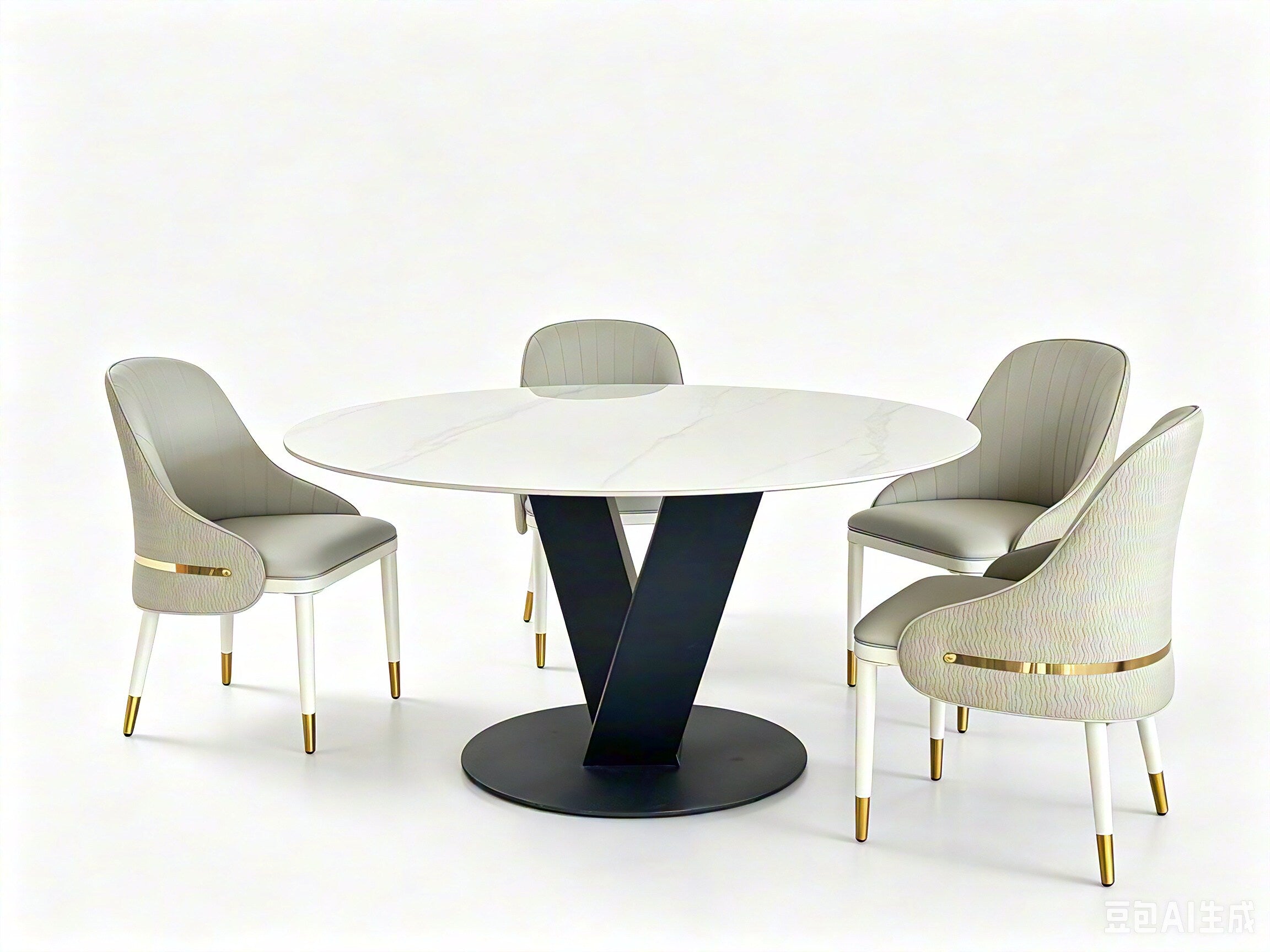 Rivo Modern Round Dining Table Sintered Stop Top White Black