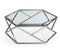 Hexagon Coffee Table Round Stainless Steel Base Glass Top Silver