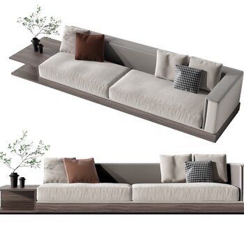 Noble Modern Fabric Barenia Leather Sofa Set Light Grey