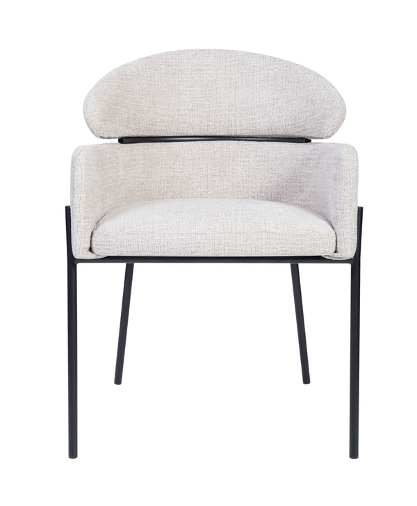 Anya Modern Dining Chair Kansas Beige Fabric with Matt Black Legs