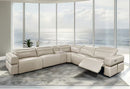Reka Corner Electric Recliner Thick Leather Sofa Set Beige