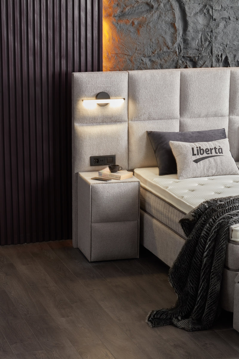 Liberta Queen Bedroom Suite Luxury Modern Bed + Mattress + 2 Bed Side Table