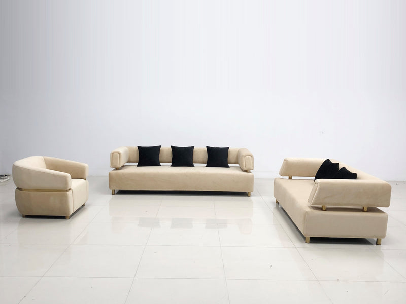 Sherry Modern High Quality Fabric Sofa Set Cream